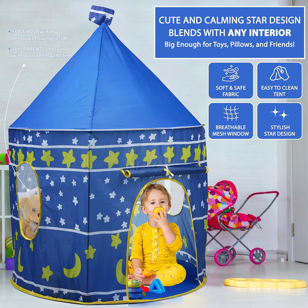 Kids Play Tent, Indoor & Outdoor Playhouse with Breathable Mesh Windows, Easy to Clean Fabric