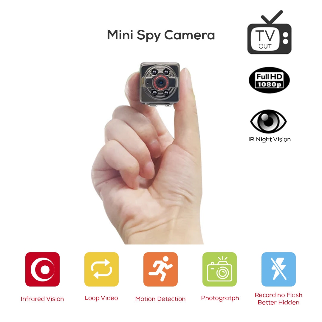 Compact Wireless Micro DVR Camera with Night Vision and Motion Sensor - HD 1080P