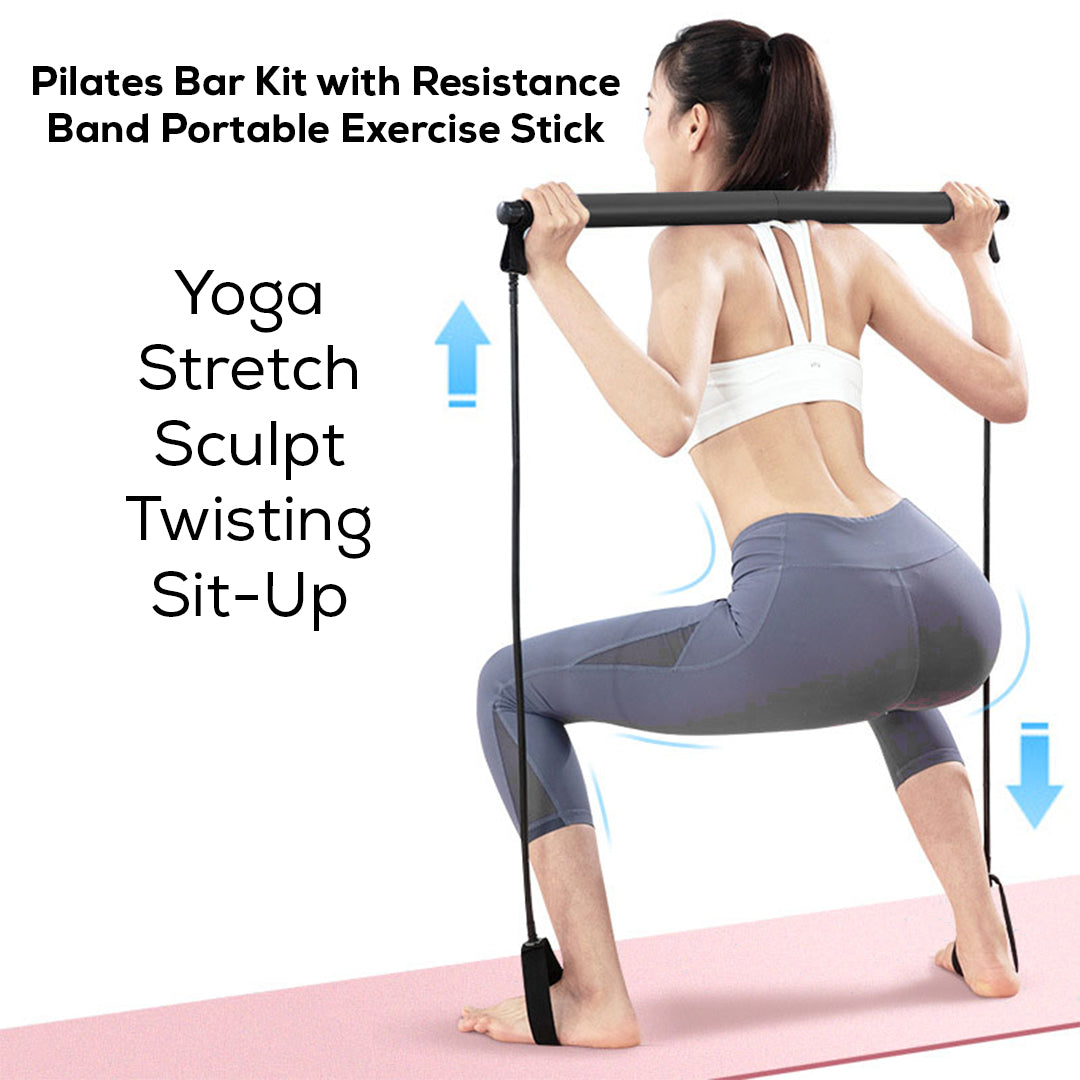 Portable Pilates Resistance Bar – Multi-Purpose Fitness & Home Workout Stick