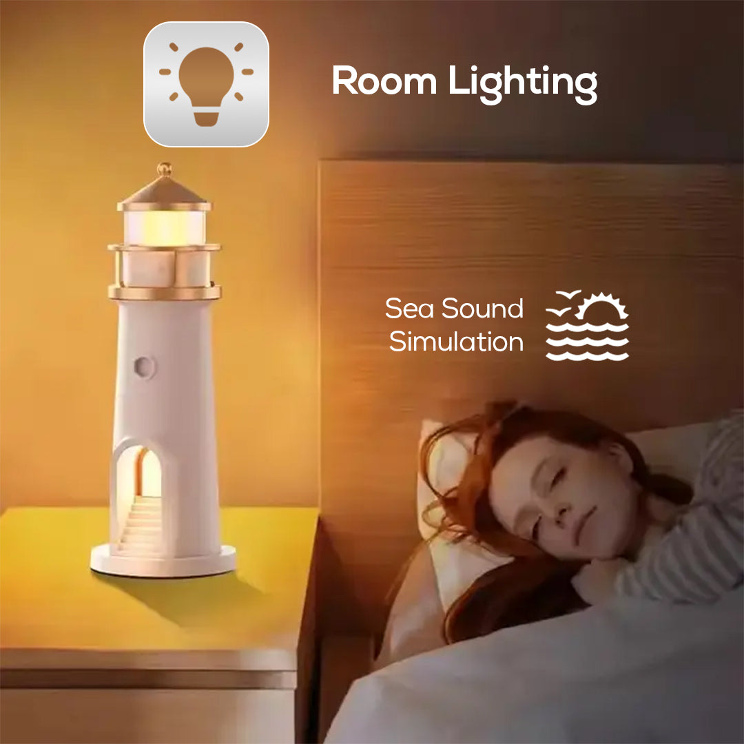 Lighthouse Projector Night Lamp – Bluetooth Music, Moon Projection & Ocean Sound Simulation