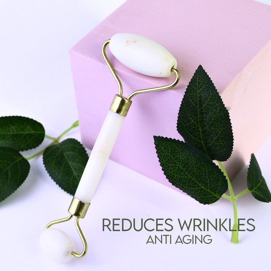 Natural Jade Roller Massage Tool (White)