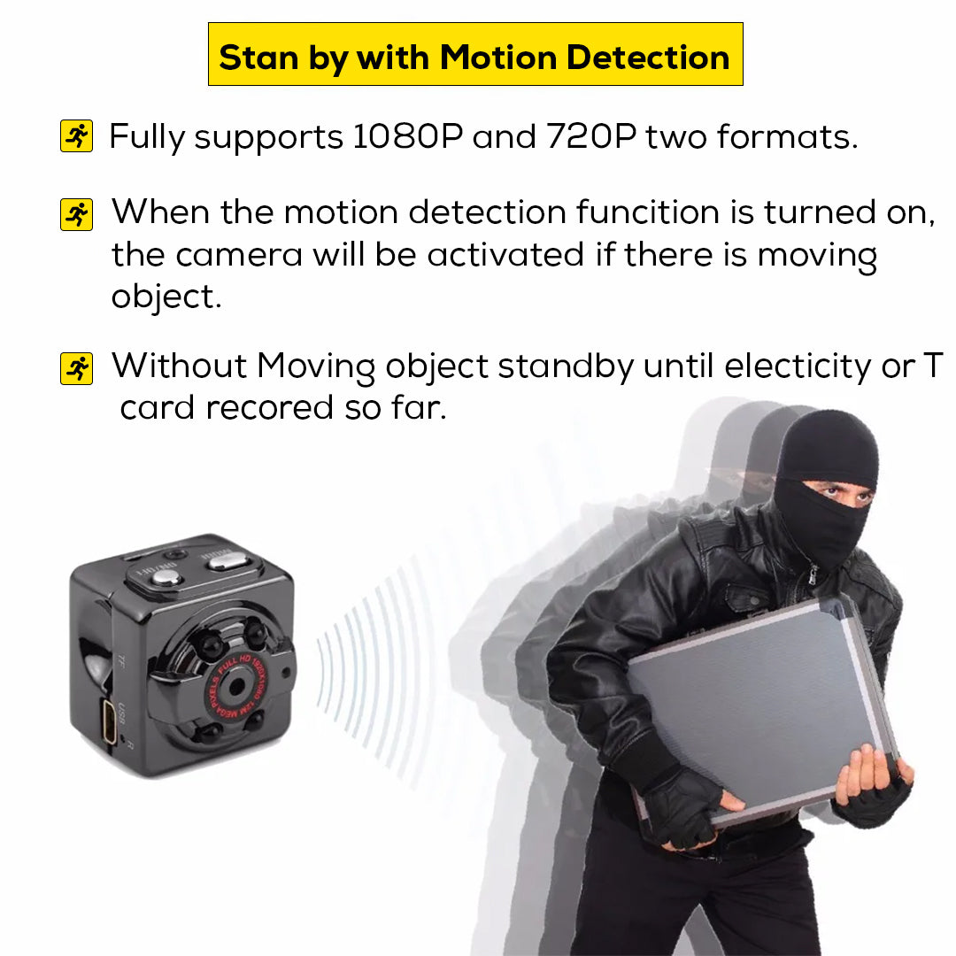 Compact Wireless Micro DVR Camera with Night Vision and Motion Sensor - HD 1080P