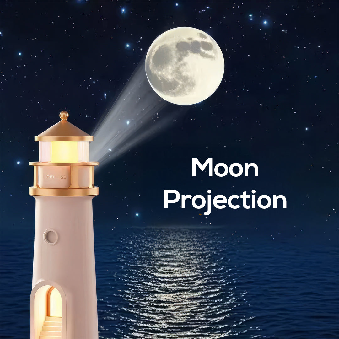 Lighthouse Projector Night Lamp – Bluetooth Music, Moon Projection & Ocean Sound Simulation