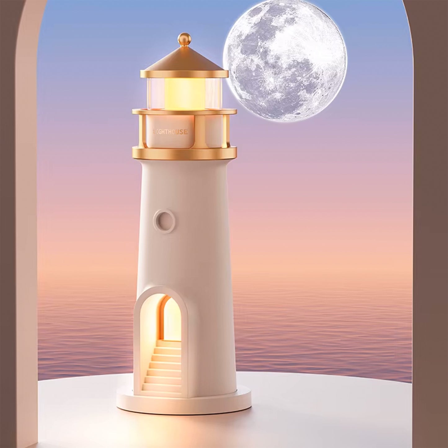Lighthouse Projector Night Lamp – Bluetooth Music, Moon Projection & Ocean Sound Simulation