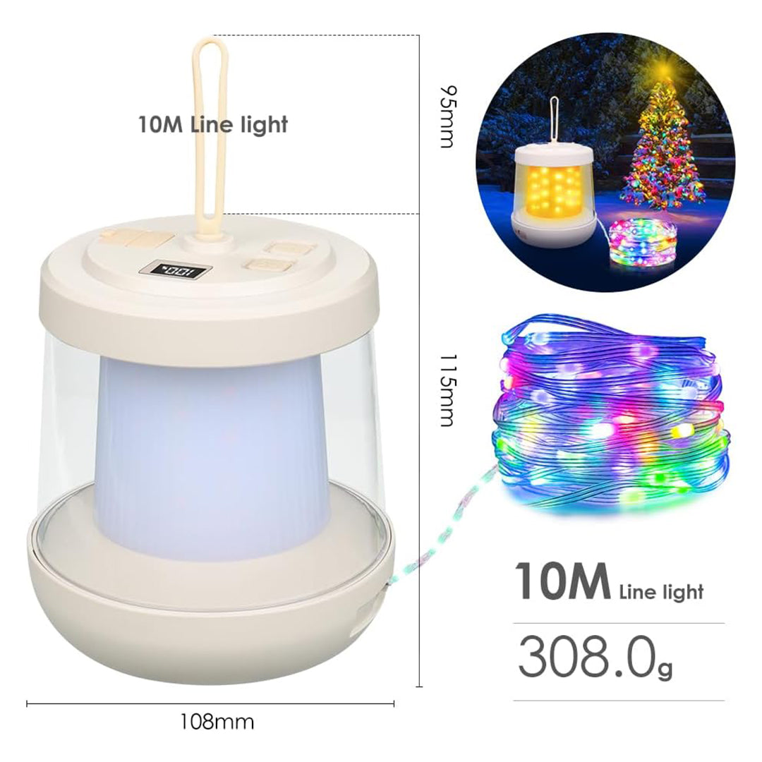 Camping Lantern with Power Bank – 3 Light Modes, IPX4 Waterproof, RGB String Lights