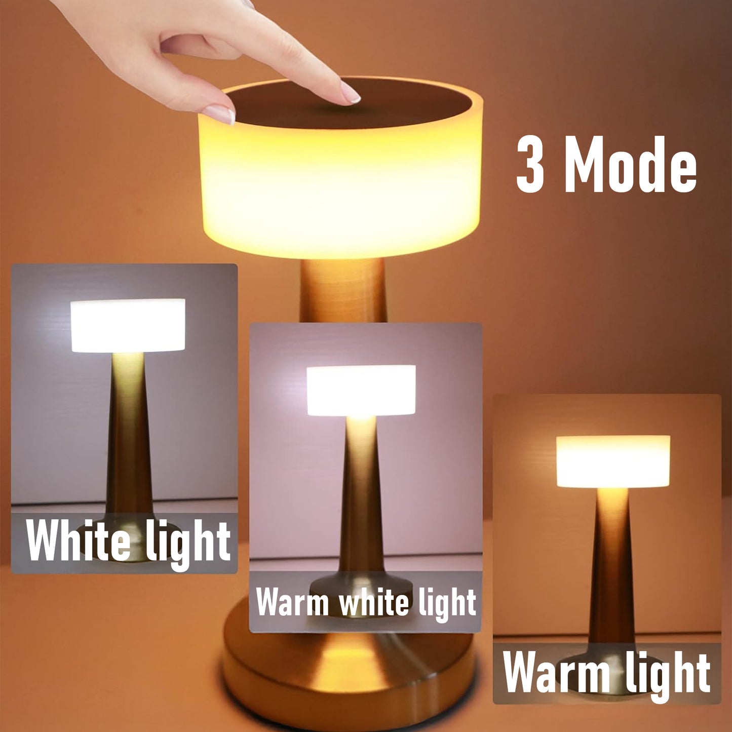 Touch-Control LED Table Lamp – Dimmable Brightness, 3 Light Modes, USB Rechargeable, Elegant Design