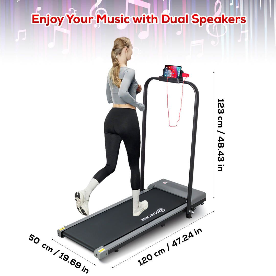 Compact Folding Walking & Running Treadmill Machine, 150 kg Capacity, App Control, 5.2% Manual Incline & Ultra-Quiet Motor