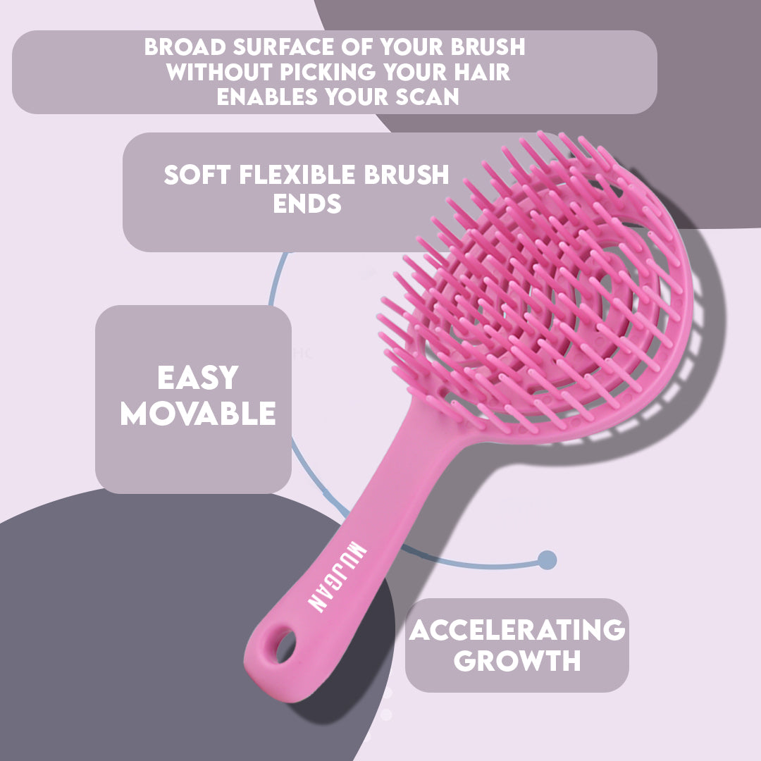 Round Vegan Hair Detangling Comb (Pink)