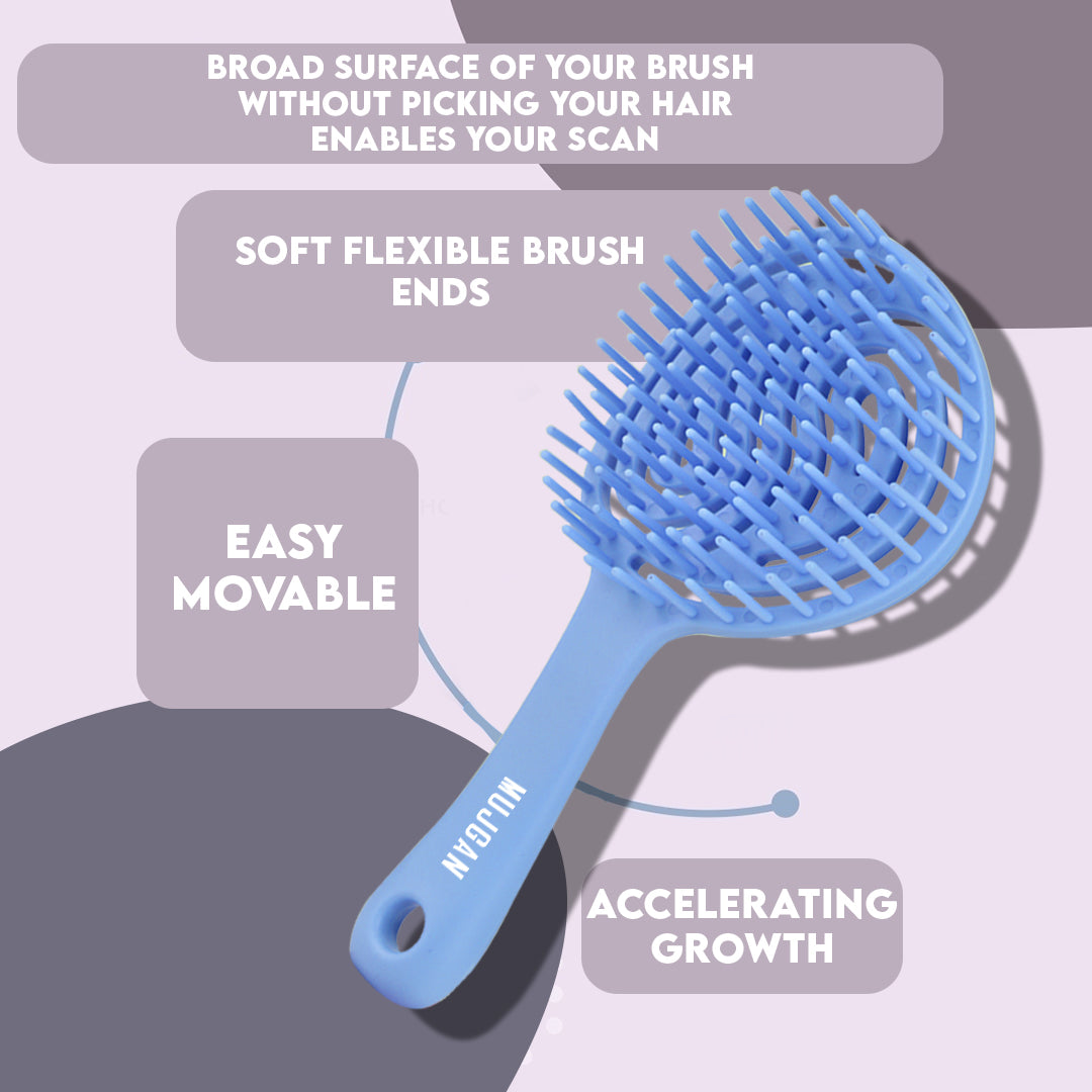 Round Vegan Hair Detangling Comb (Blue)