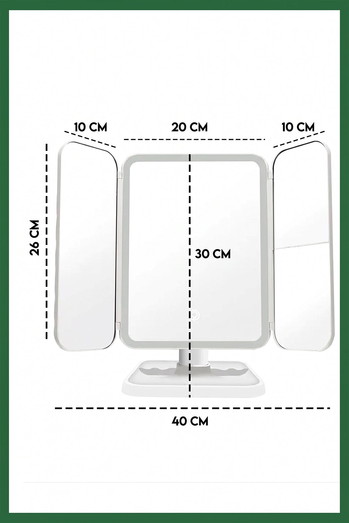 Rechargeable LED Makeup Mirror with 3 Light Modes, 2X-3X Magnification and Folding Side Mirrors
