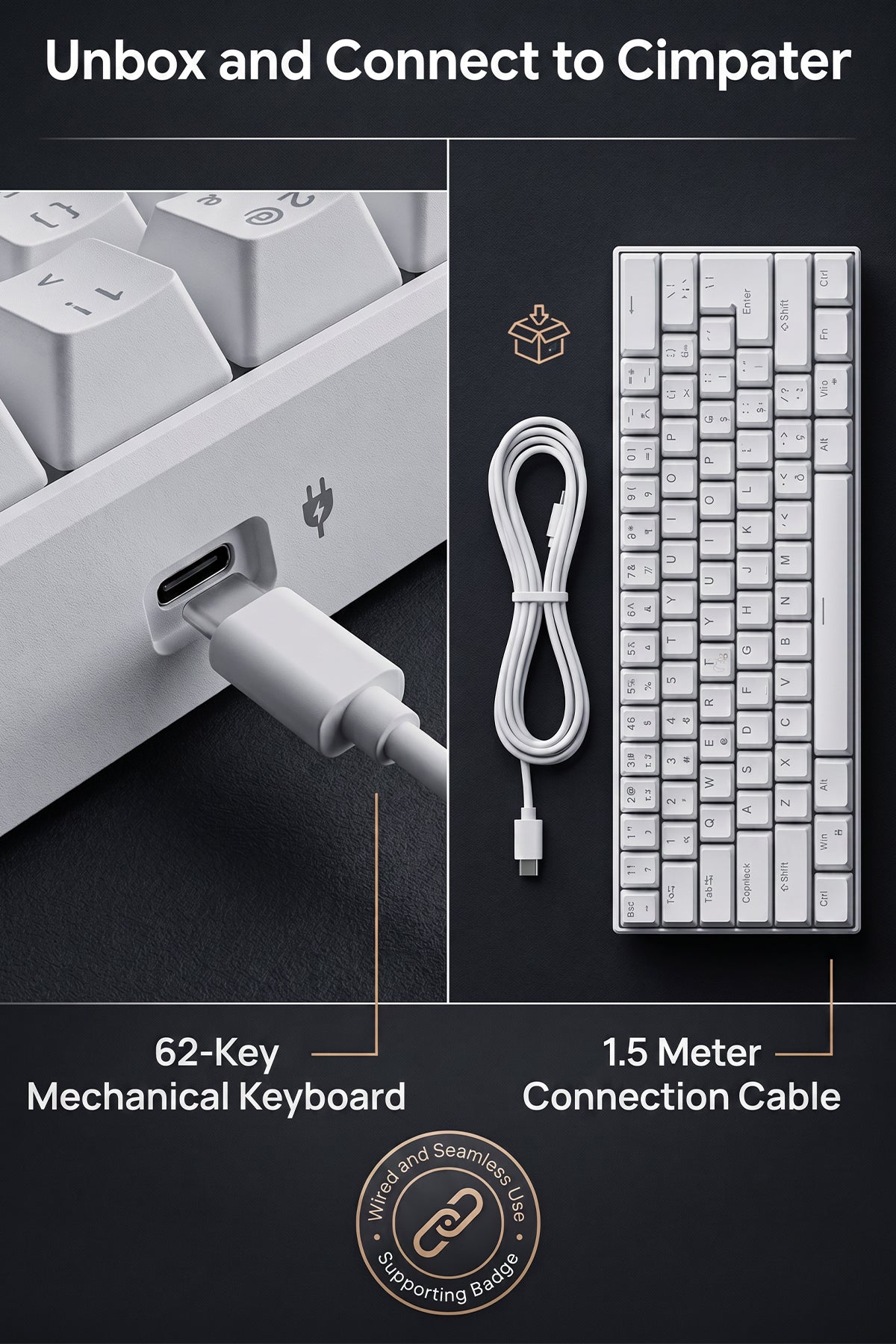 62-Key Mechanical Gaming Keyboard with 12 RGB Modes, Wired USB Compact Keyboard for PC and Laptop