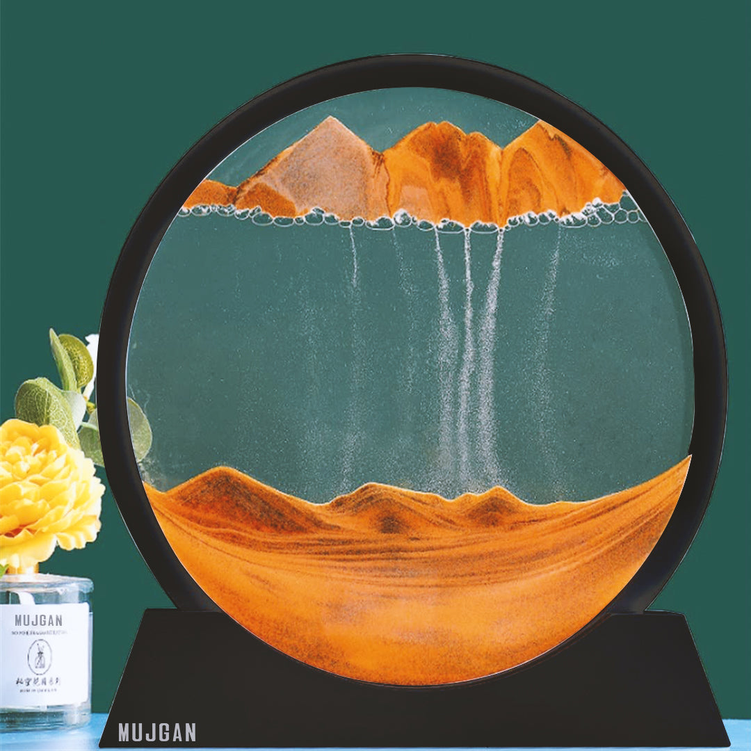 12 INC Moving Sand Art Picture Round Decor Glass and Plastic