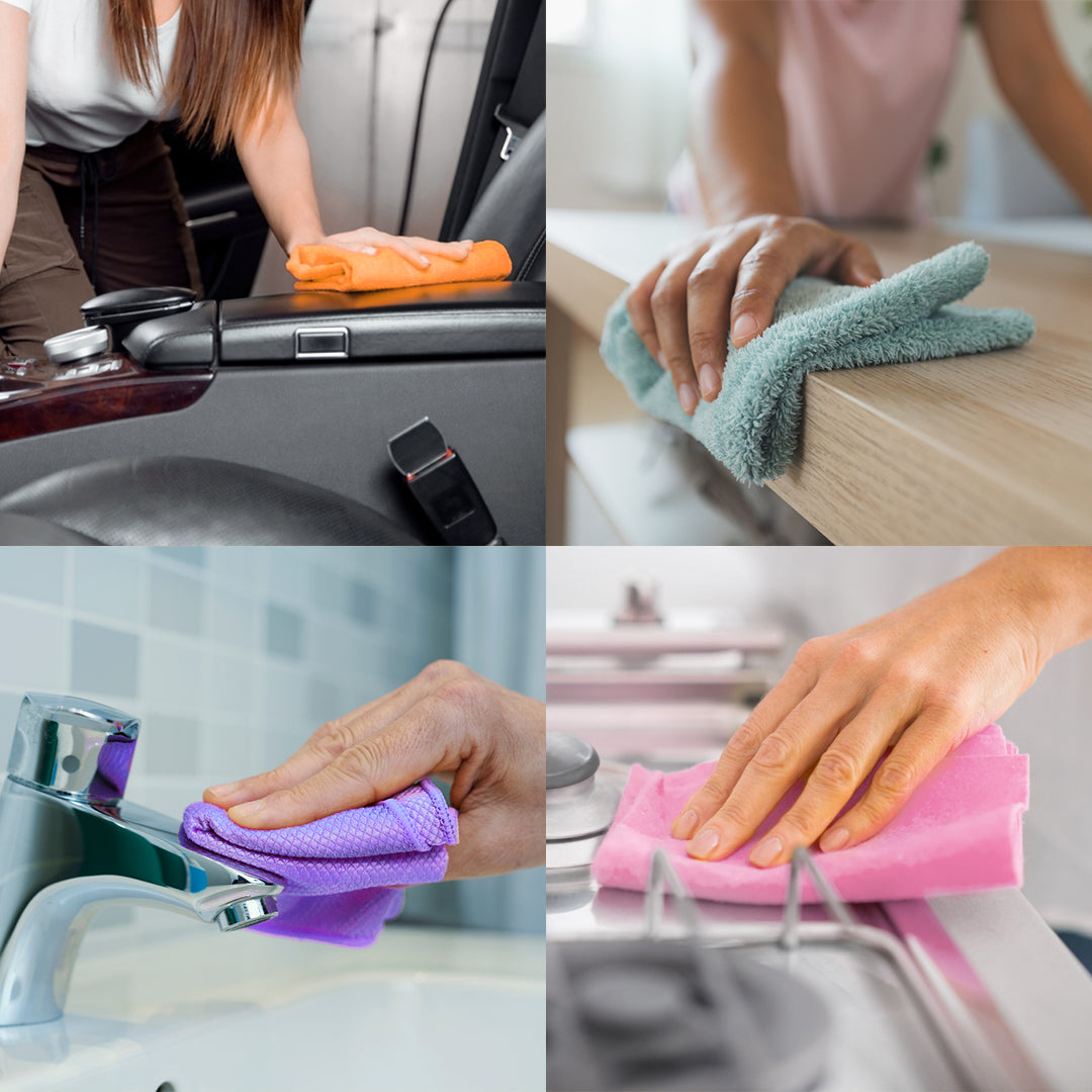 12 PCS Premium Microfiber Cleaning Cloth Set Pack