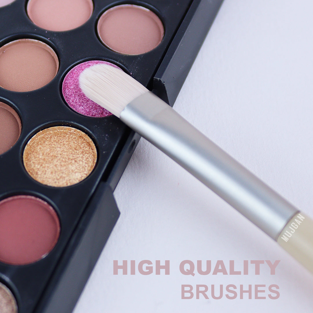 Professional 8 Piece Makeup Brush Set with Bag in Beige