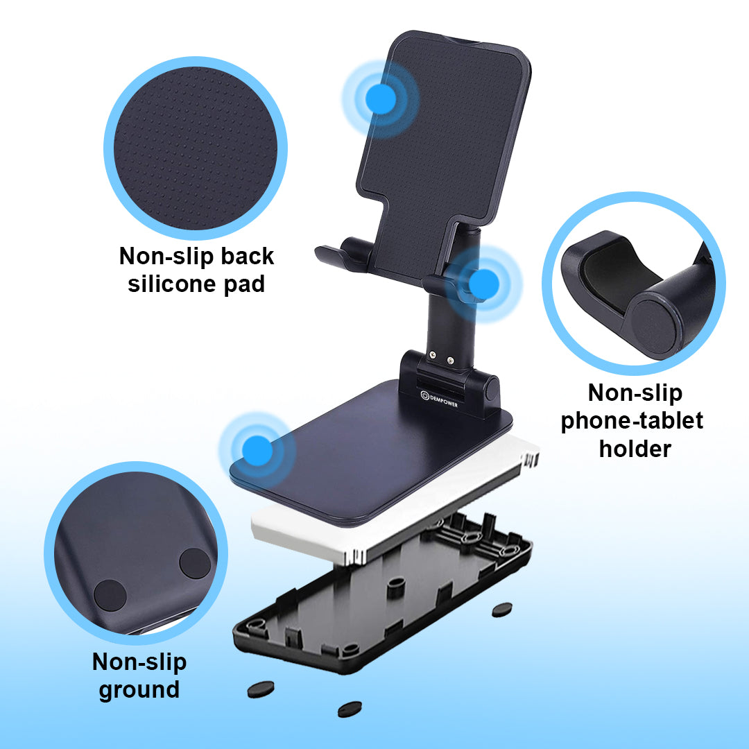 Adjustable Portable Foldable Phone and iPad Stand (Black)