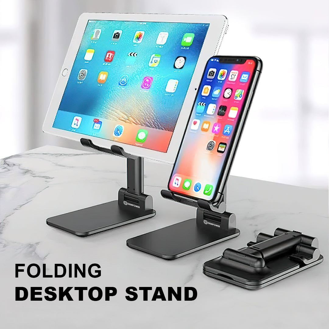 Adjustable Portable Foldable Phone and iPad Stand (Black)