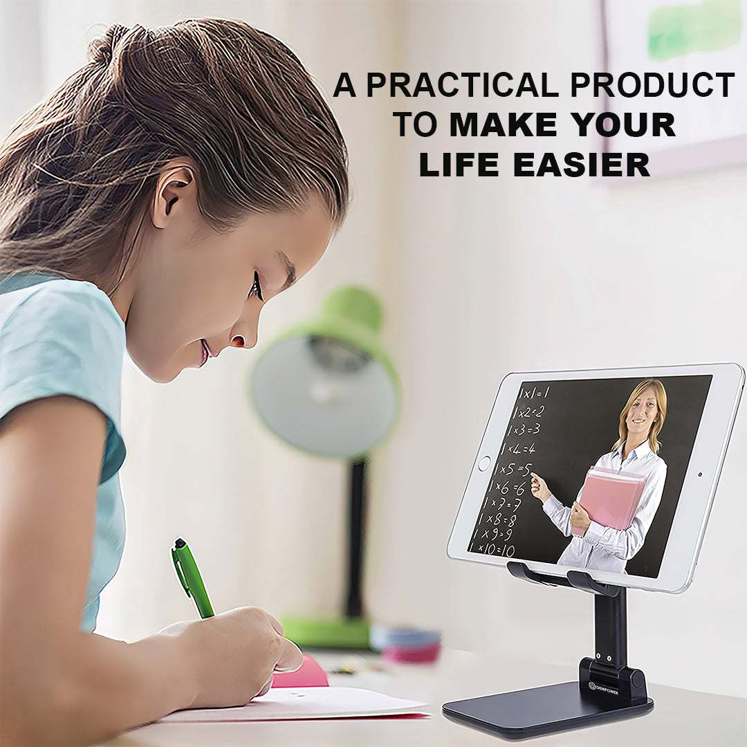 Adjustable Portable Foldable Phone and iPad Stand (Black)