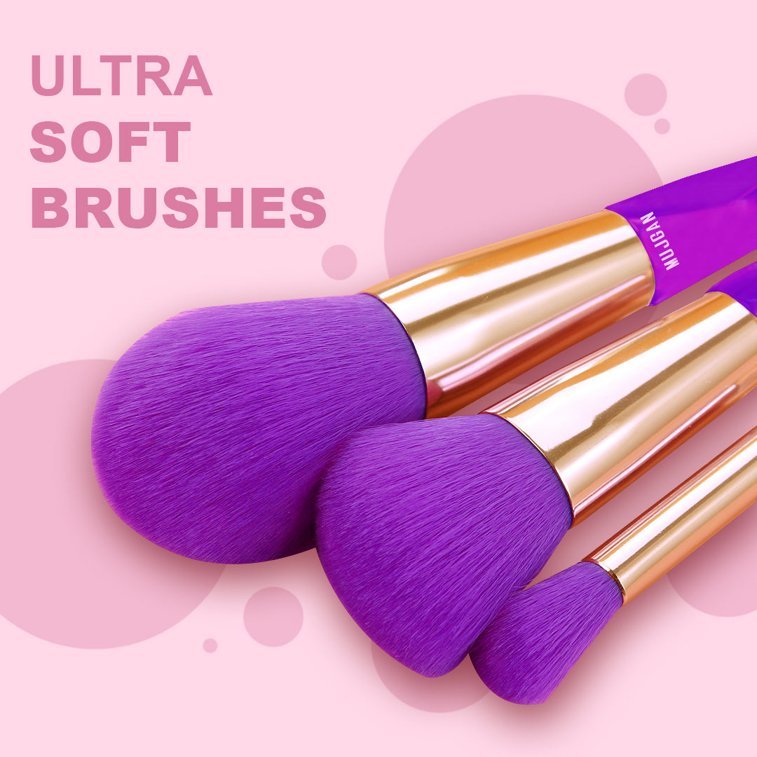 10 PCS Neon Professional Makeup Brush Set (Purple)
