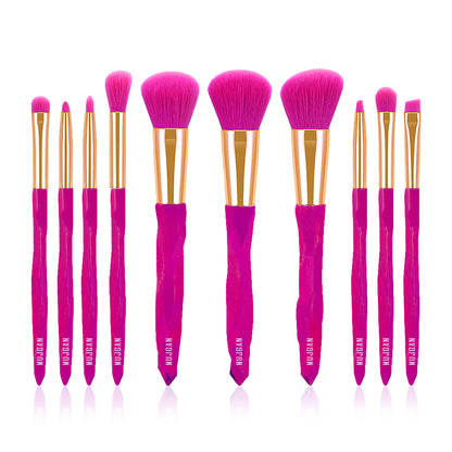 10 PCS Neon Professional Makeup Brush Set (Pink)