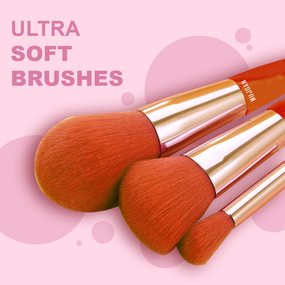10 PCS Neon Professional Makeup Brush Set (Orange)