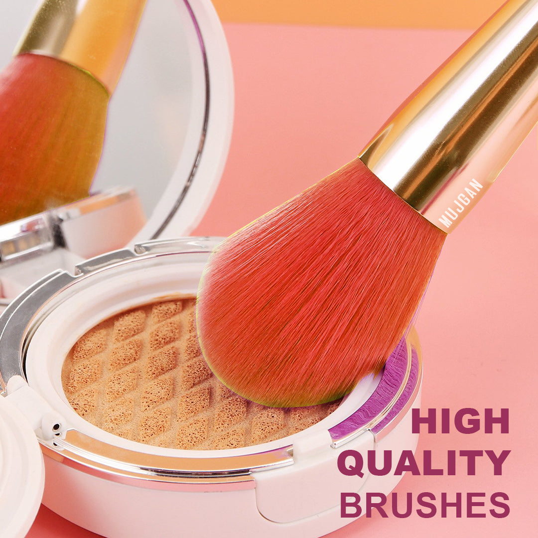 10 PCS Neon Professional Makeup Brush Set (Orange)