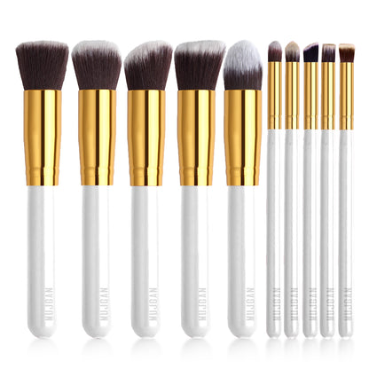 10 PCS Professional Makeup Brush Set (White)