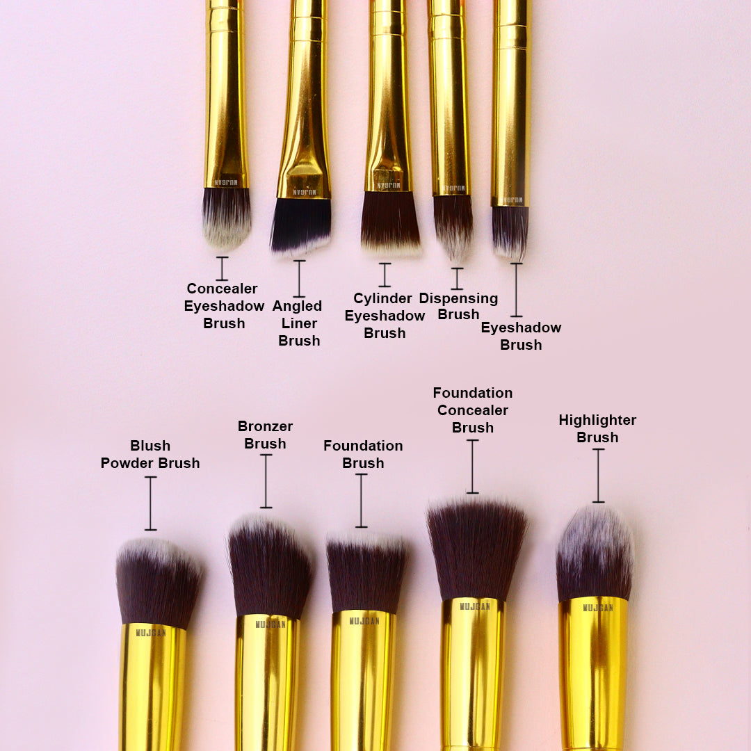 10 PCS Professional Makeup Brush Set (White)