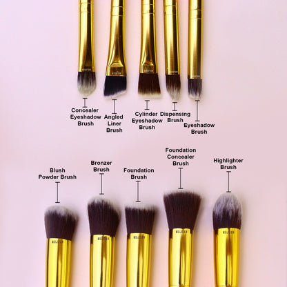 10 PCS Professional Makeup Brush Set (Pink)
