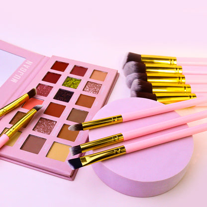 10 PCS Professional Makeup Brush Set (Pink)