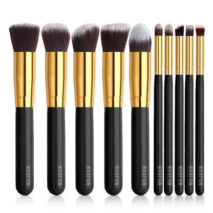 10 PCS Professional Makeup Brush Set (Black)