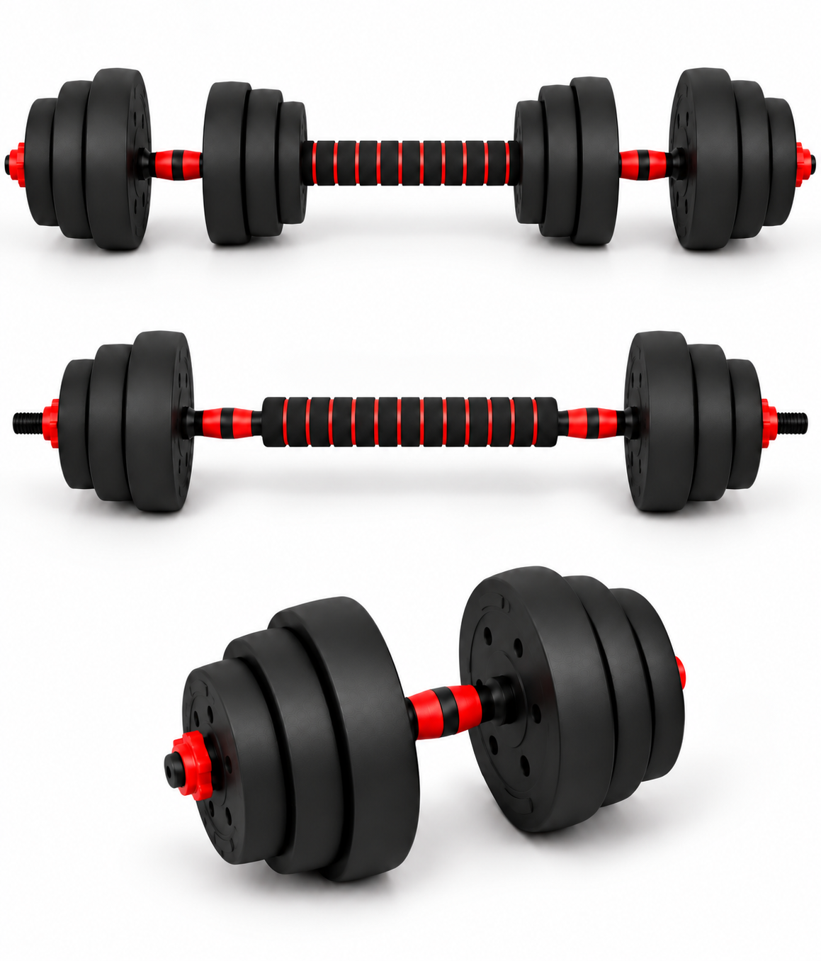 2-in-1 20KG Adjustable Dumbbell Set, Convertible into a Barbell with Connector Bar