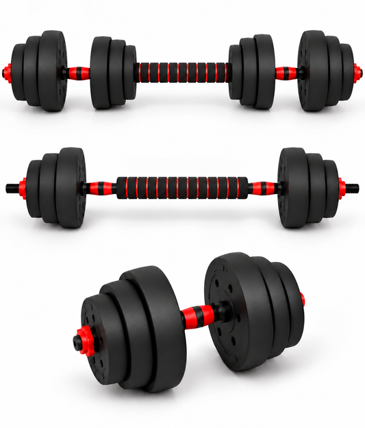 2-in-1 20KG Adjustable Dumbbell Set, Convertible into a Barbell with Connector Bar