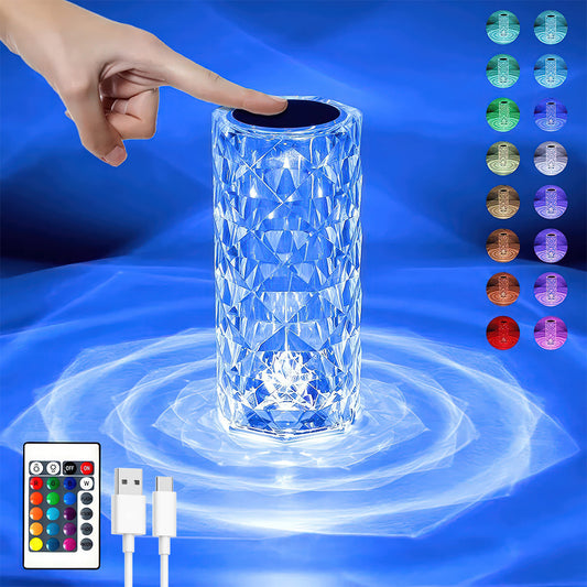 USB Rechargeable, Touch Sensor Crystal Diamond Led Table Lamp