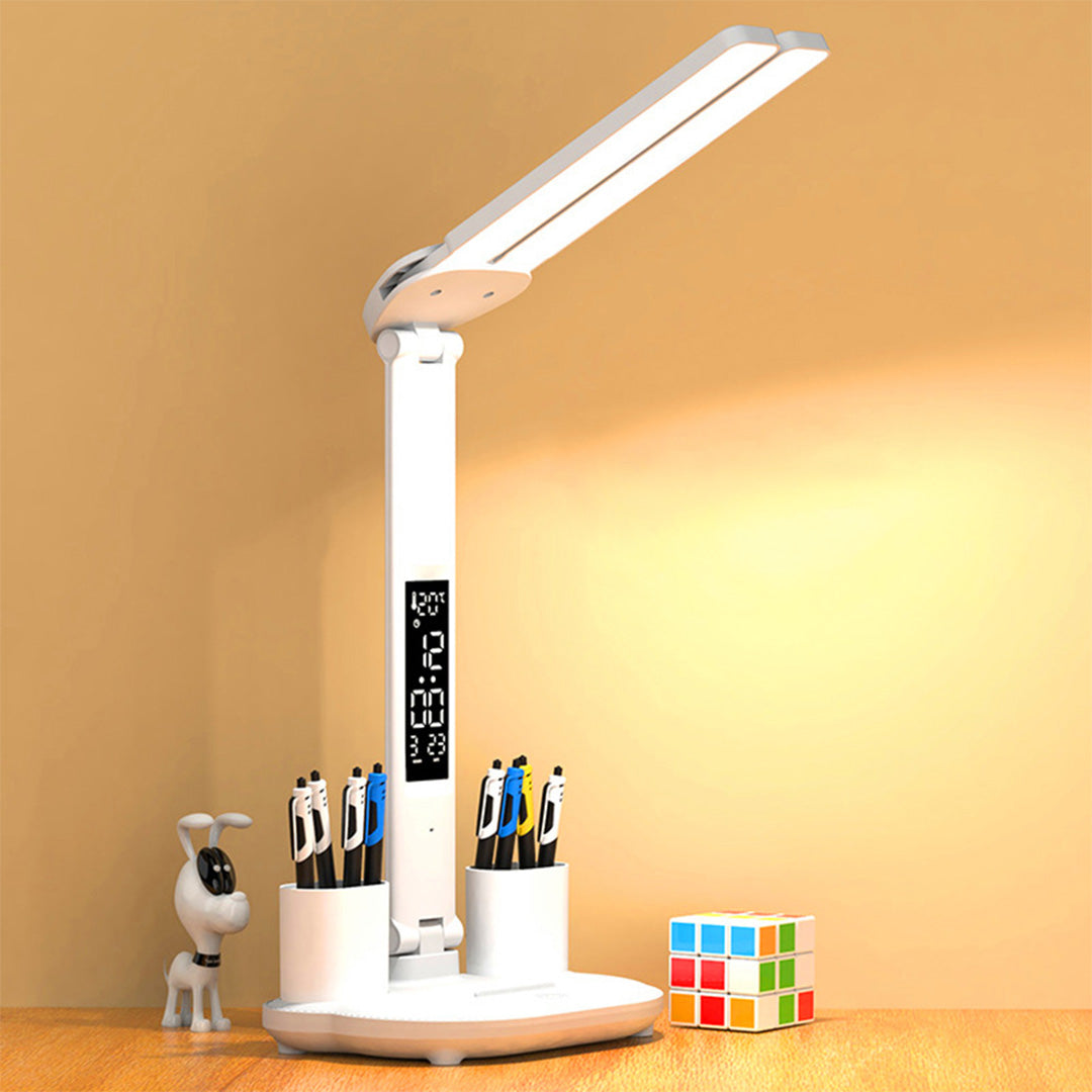 LED Desk Lamp with Digital Display, Touch Control and Phone Holder