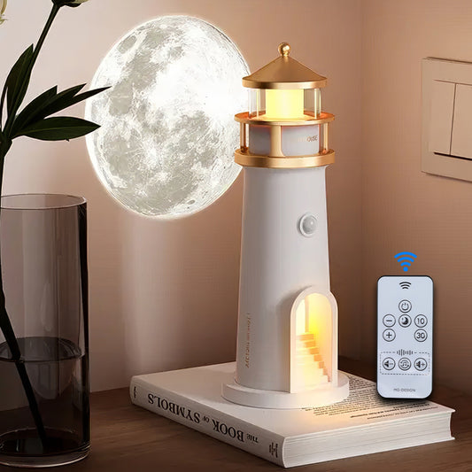 Lighthouse Projector Night Lamp – Bluetooth Music, Moon Projection & Ocean Sound Simulation