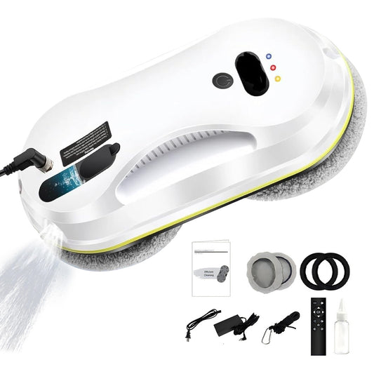 Automatic Window Cleaning Robot with Dual Rotating Pads and Safety Rope