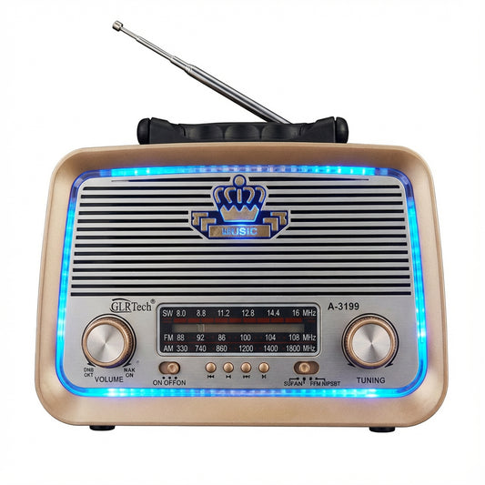 Retro Bluetooth Speaker Radio with FM/AM/SW, USB & TF Card Support