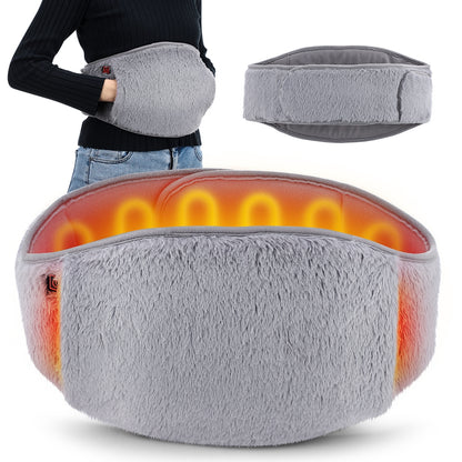 USB Heated Waist & Hand Warmer Belt with 3 Heat Levels – Soft Crystal Velvet Heating Wrap with Power Bank Pocket