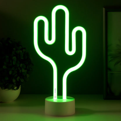 Enchanting LED Cactus Neon Light in Warm White for Decor