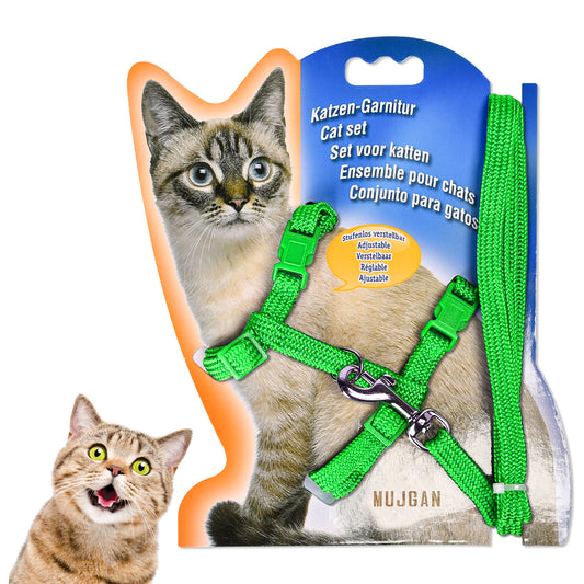 Comfortable Adjustable Cat Harness (Green)