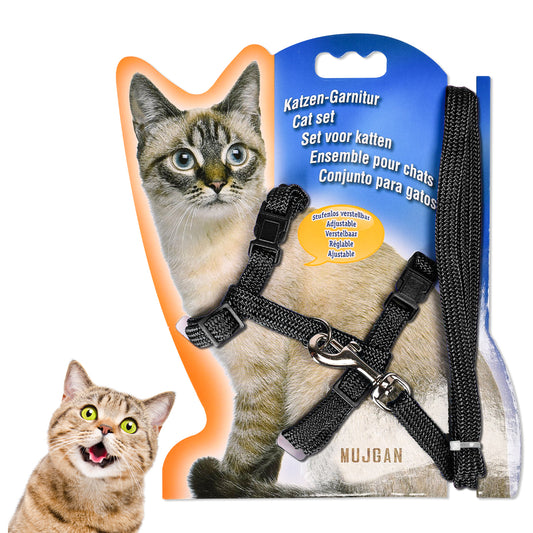 Comfortable Adjustable Cat Harness (Black)
