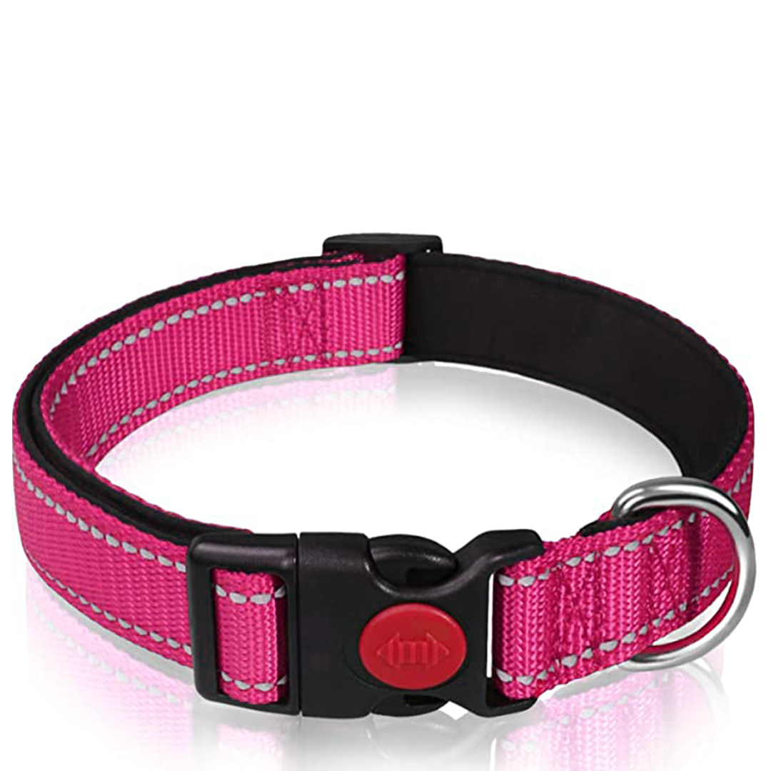 Durable Adjustable Dog Collar in Red for All Sizes