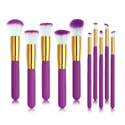 10 PCS Professional Makeup Brush Set (Purple)