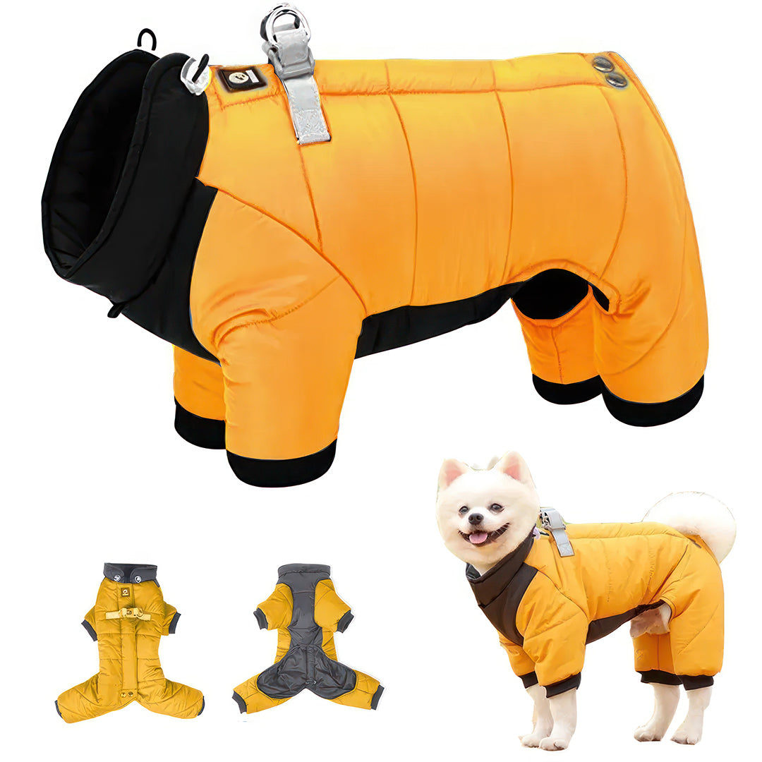 M Size Windproof & Waterproof Full Body Warm Dog Coat (Yellow)