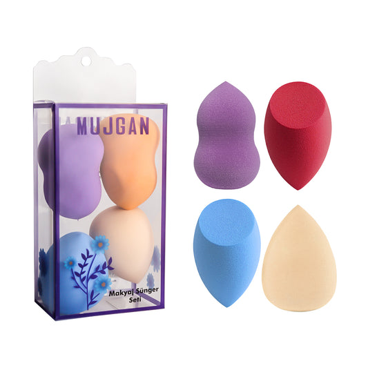 4 Piece Pear Shaped Makeup Sponge Set for Flawless Application