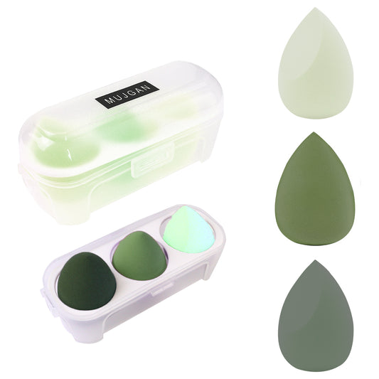 3 PCS Makeup Sponge Set with Special Transparent Box (Green)