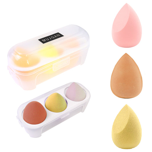 3 PCS Makeup Sponge Set with Special Transparent Box (Yellow)