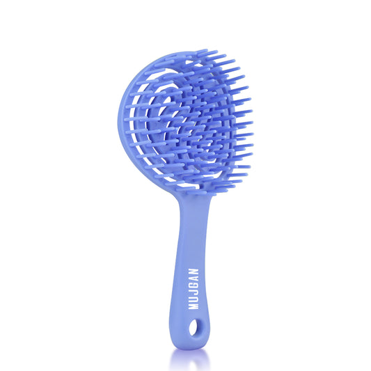 Round Vegan Hair Detangling Comb (Blue)