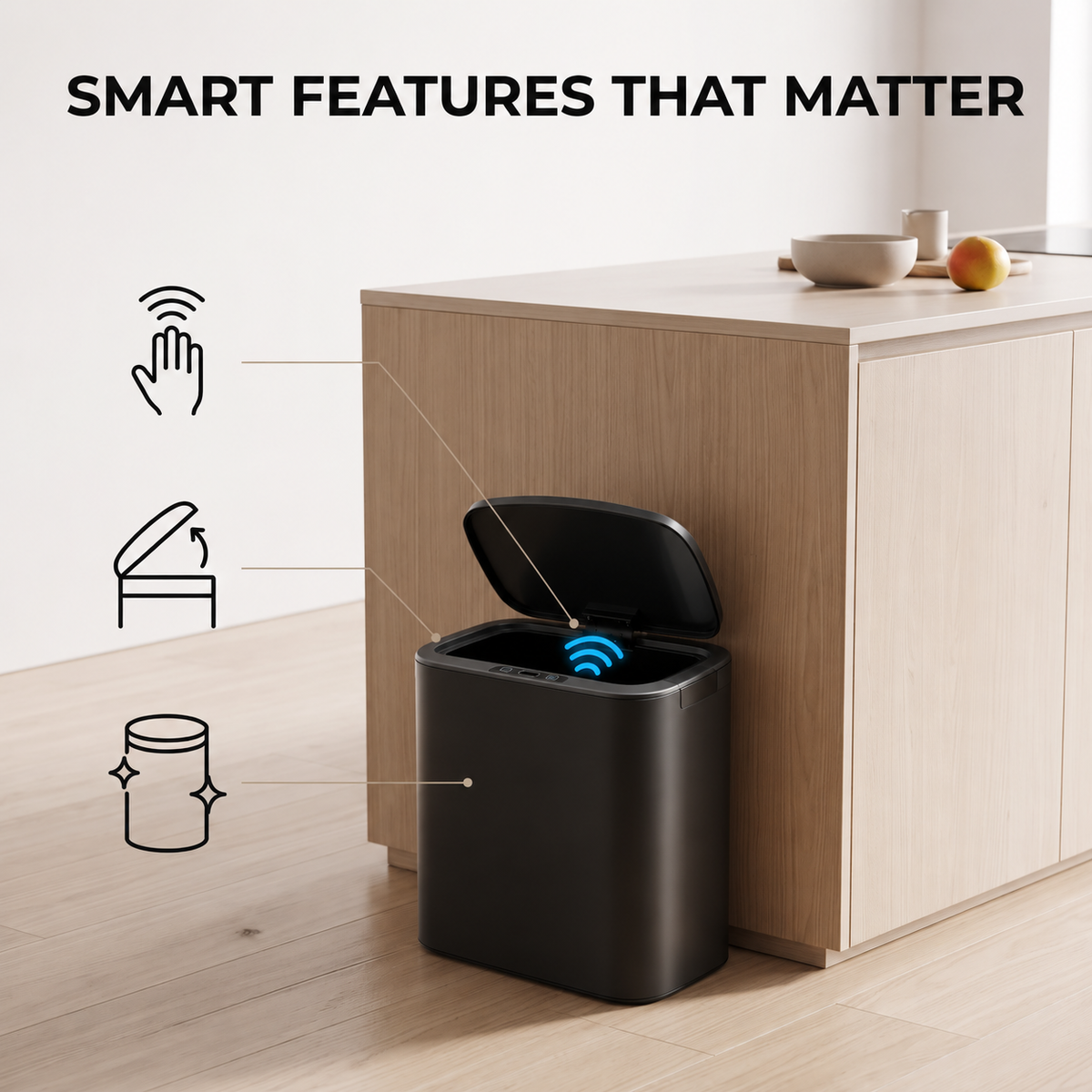 8L Automatic Sensor Bin with Touchless Lid