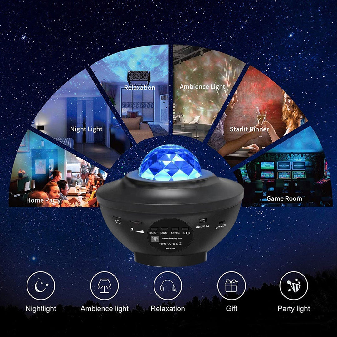 Galaxy LED Star Projector – Remote Controlled, Color-Changing Atmosphere Light, Party & Room Ambiance Projector